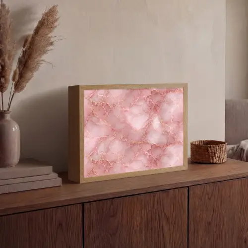 Roze - Kwarts - Goud - Marmer Light Box met batterij (Wandlamp) middel 907 -sfeer2