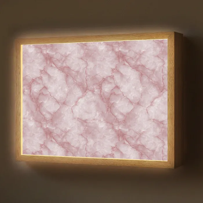 Roze - Kwartsmarmer - Aders Light Box met batterij (Wandlamp) middel 907 -z3d_website