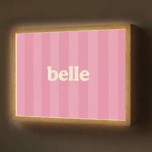 Roze - Gestreept - Belle Light Box met batterij (Wandlamp) middel -z3d_website
