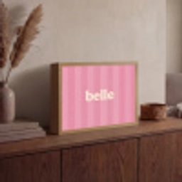 Roze - Gestreept - Belle Light Box met batterij (Wandlamp) middel -sfeer2