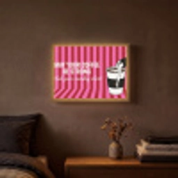 Roze - Strepen - Koffie - Maandag Light Box met batterij (Wandlamp) middel -sfeer4
