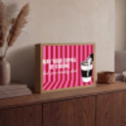 Roze - Strepen - Koffie - Maandag Light Box met batterij (Wandlamp) middel -sfeer2