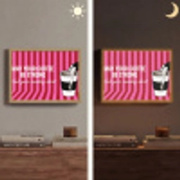 Roze - Strepen - Koffie - Maandag Light Box met batterij (Wandlamp) middel -sfeer3