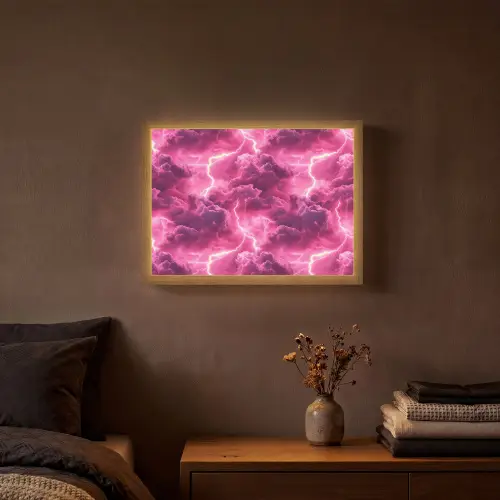 Roze - Onweer - Wolken Light Box met batterij (Wandlamp) middel 907 -sfeer4