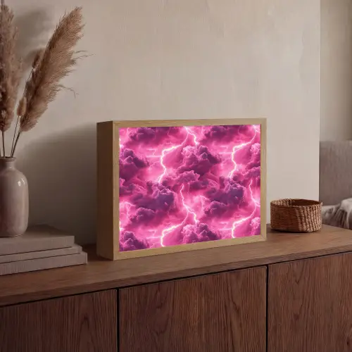 Roze - Onweer - Wolken Light Box met batterij (Wandlamp) middel 907 -sfeer2