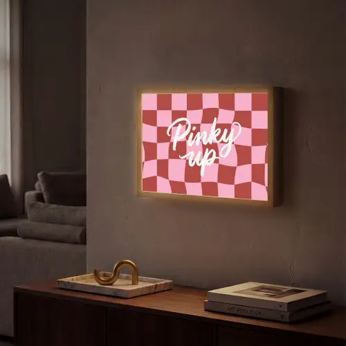 Pinky up - Geblokt - Bordeauxrood Light Box met batterij (Wandlamp) middel -sfeer1