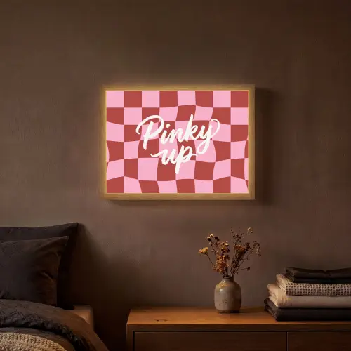 Pinky up - Geblokt - Bordeauxrood Light Box met batterij (Wandlamp) middel -sfeer4