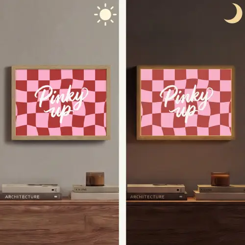 Pinky up - Geblokt - Bordeauxrood Light Box met batterij (Wandlamp) middel -sfeer3