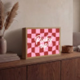 Pinky up - Geblokt - Bordeauxrood Light Box met batterij (Wandlamp) middel -sfeer2