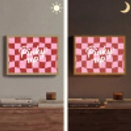 Pinky up - Geblokt - Bordeauxrood Light Box met batterij (Wandlamp) middel -sfeer3