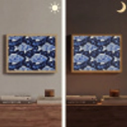 Vissen - Bloemen - Blauw Light Box met batterij (Wandlamp) middel 907 -sfeer3