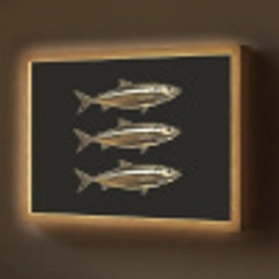 Vissen - Goud - Zwart Light Box met batterij (Wandlamp) middel -z3d_website