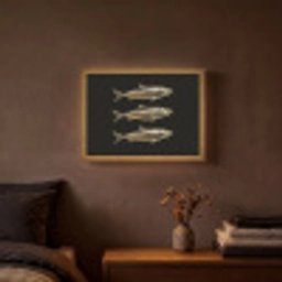 Vissen - Goud - Zwart Light Box met batterij (Wandlamp) middel -sfeer4