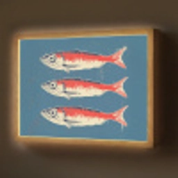 Vissen - Rood - Blauw Light Box met batterij (Wandlamp) middel -z3d_website