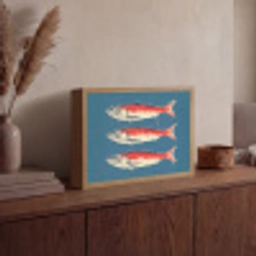 Vissen - Rood - Blauw Light Box met batterij (Wandlamp) middel -sfeer2
