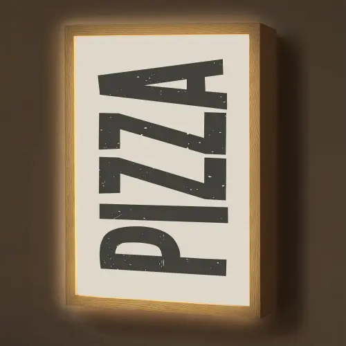 Pizza - Decoratie - Japandi - Vintage Light Box met batterij (Wandlamp) middel -z3d_website