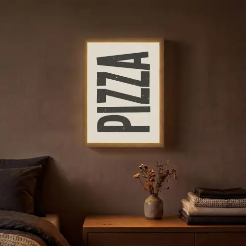 Pizza - Decoratie - Japandi - Vintage Light Box met batterij (Wandlamp) middel -sfeer4