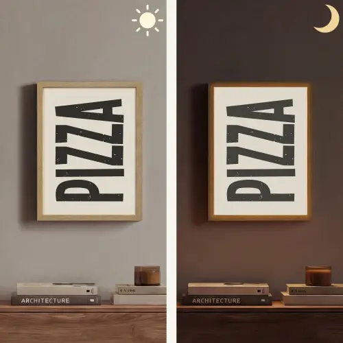 Pizza - Decoratie - Japandi - Vintage Light Box met batterij (Wandlamp) middel -sfeer3
