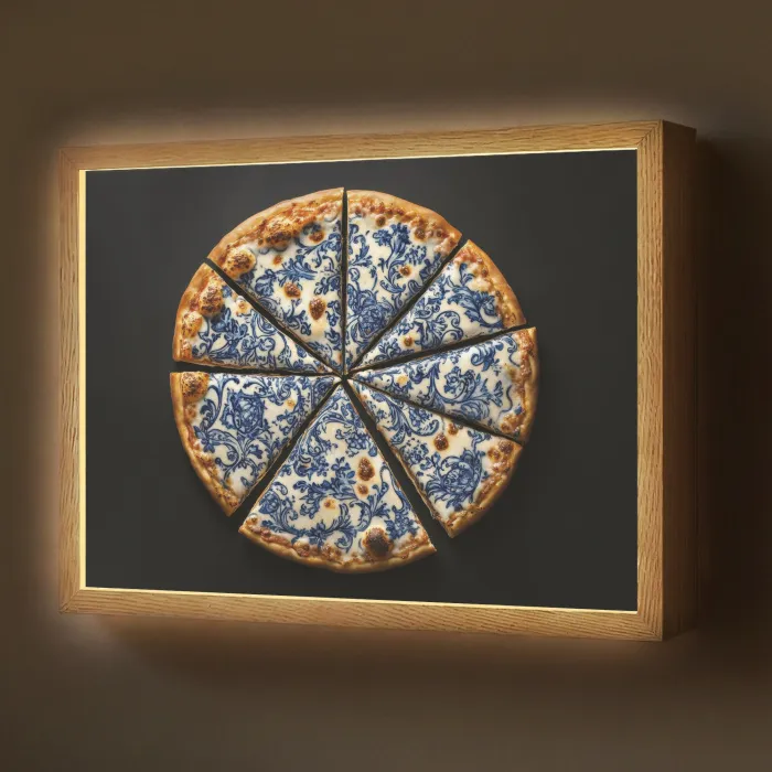 Pizza - Eten - Delftsblauw Light Box met batterij (Wandlamp) middel -z3d_website