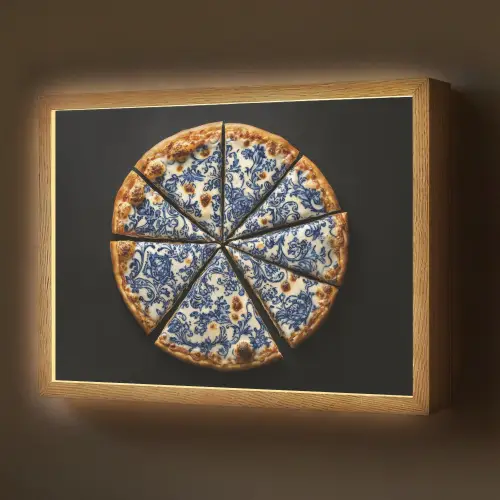 Pizza - Eten - Delftsblauw Light Box met batterij (Wandlamp) middel -z3d_website