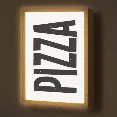 Pizza - Japandi - Decoratie - Vintage Light Box met batterij (Wandlamp) middel -z3d_website