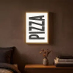 Pizza - Japandi - Decoratie - Vintage Light Box met batterij (Wandlamp) middel -sfeer4