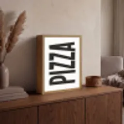 Pizza - Japandi - Decoratie - Vintage Light Box met batterij (Wandlamp) middel -sfeer2