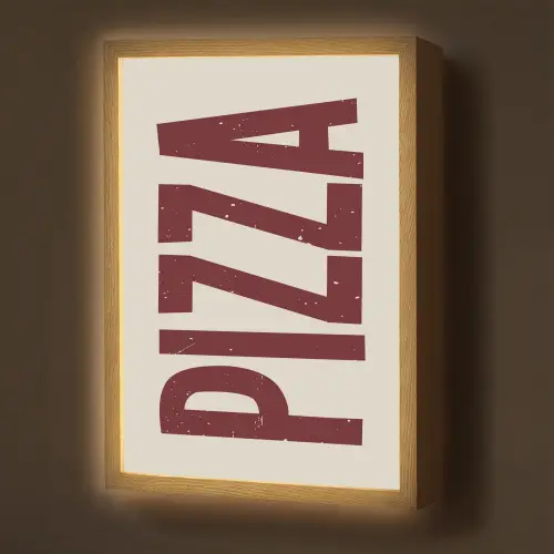 Pizza - Vintage - Decoratie - Japandi Light Box met batterij (Wandlamp) middel -z3d_website