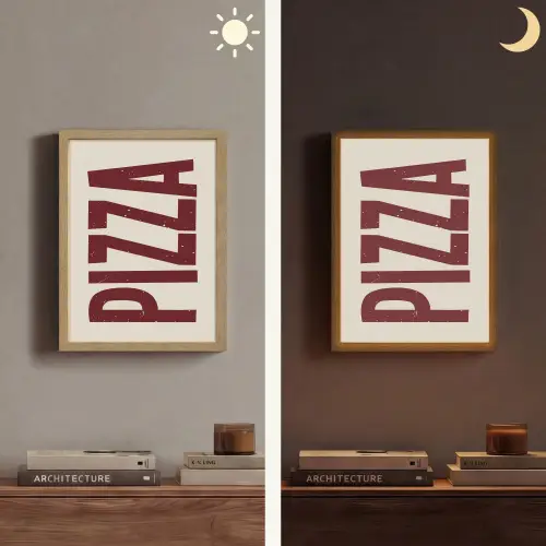 Pizza - Vintage - Decoratie - Japandi Light Box met batterij (Wandlamp) middel -sfeer3