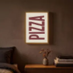 Pizza - Vintage - Decoratie - Japandi Light Box met batterij (Wandlamp) middel -sfeer4