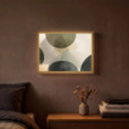 Vlakken - Abstract - Beige - Cirkels Light Box met batterij (Wandlamp) middel -sfeer4