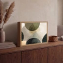 Vlakken - Abstract - Beige - Cirkels Light Box met batterij (Wandlamp) middel -sfeer2