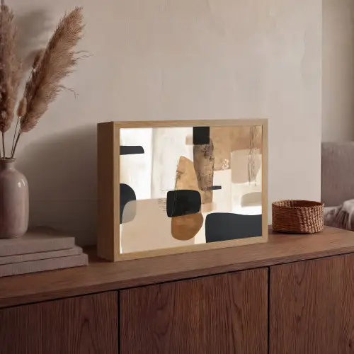 Vlakken - Abstract - Zwart - Strepen Light Box met batterij (Wandlamp) middel -sfeer2