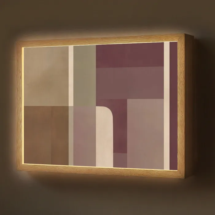 Vlakken - Abstract - Bordeaux - Lijnen Light Box met batterij (Wandlamp) middel -z3d_website