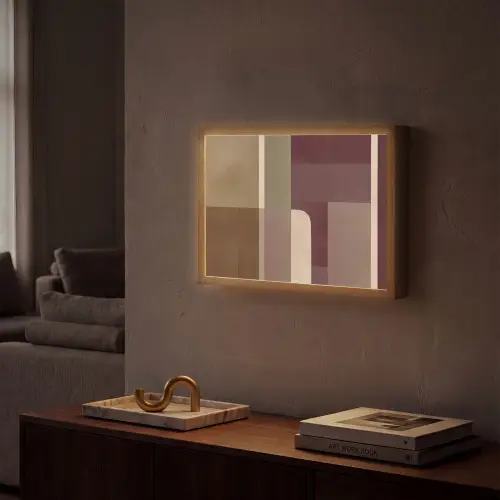 Vlakken - Abstract - Bordeaux - Lijnen Light Box met batterij (Wandlamp) middel -sfeer1