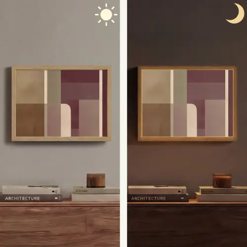 Vlakken - Abstract - Bordeaux - Lijnen Light Box met batterij (Wandlamp) middel -sfeer3