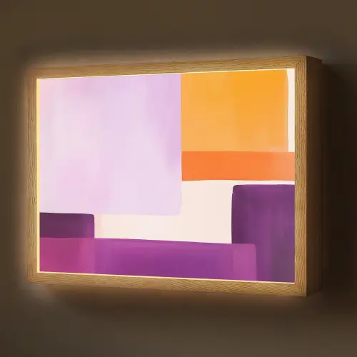 Vlakken - Abstract - Rechthoekig - Oranje Light Box met batterij (Wandlamp) middel -z3d_website