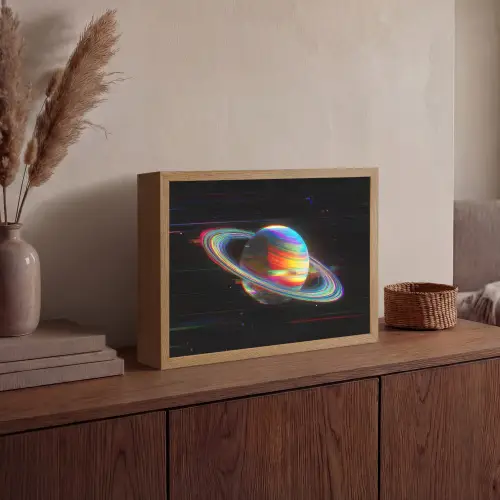 Planeet - Cirkel - Kleurrijk Light Box met batterij (Wandlamp) middel -sfeer2