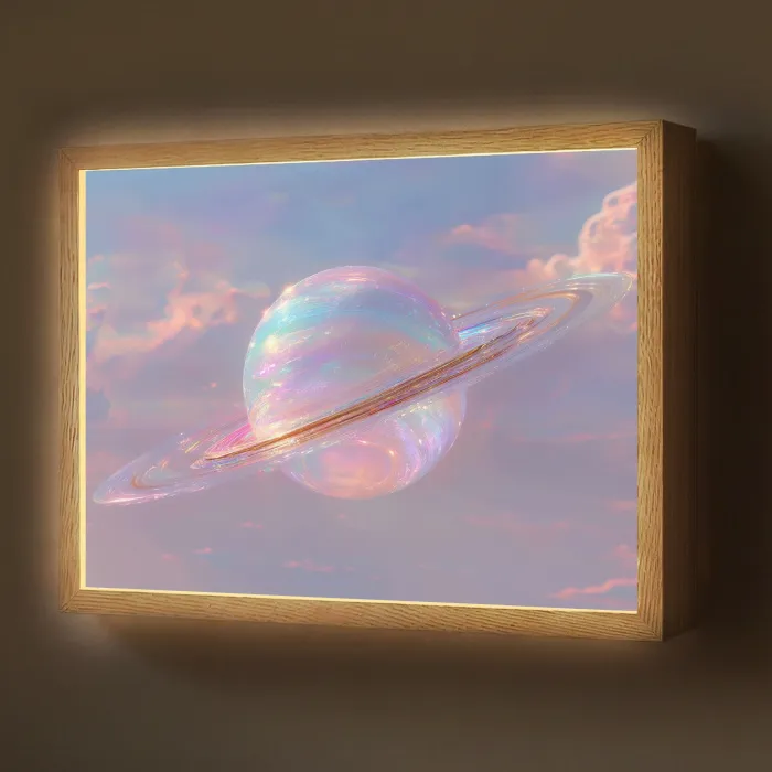 Planeet - Lucht - Wolken - Pasteltinten Light Box met batterij (Wandlamp) middel -z3d_website