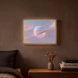 Planeet - Lucht - Wolken - Pasteltinten Light Box met batterij (Wandlamp) middel -sfeer4