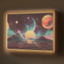 Planeten - Neon - Berglandschap - Zon Light Box met batterij (Wandlamp) middel -z3d_website