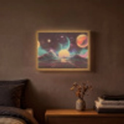 Planeten - Neon - Berglandschap - Zon Light Box met batterij (Wandlamp) middel -sfeer4