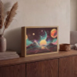 Planeten - Neon - Berglandschap - Zon Light Box met batterij (Wandlamp) middel -sfeer2
