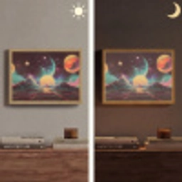 Planeten - Neon - Berglandschap - Zon Light Box met batterij (Wandlamp) middel -sfeer3