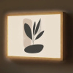 Plant - Beige - Japandi Light Box met batterij (Wandlamp) middel -z3d_website