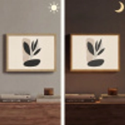Plant - Beige - Japandi Light Box met batterij (Wandlamp) middel -sfeer3