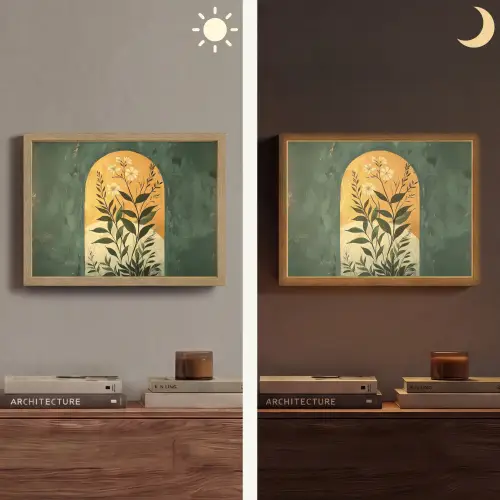 Plant - Bloemen - Wit Light Box met batterij (Wandlamp) middel -sfeer3