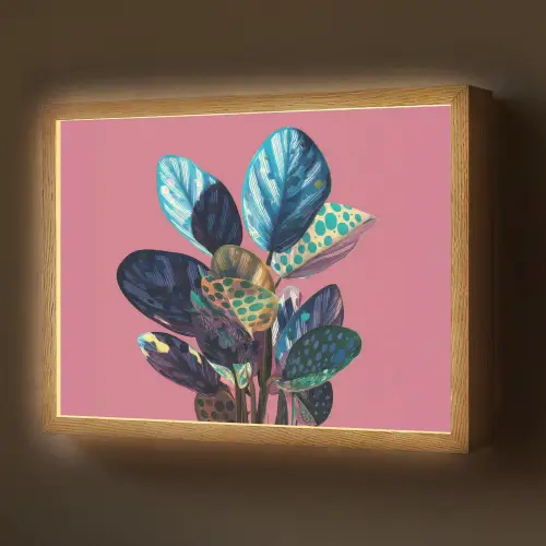 Plant - Bladeren - Stippen - Abstract Light Box met batterij (Wandlamp) middel -z3d_website