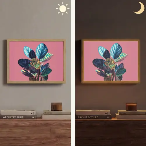 Plant - Bladeren - Stippen - Abstract Light Box met batterij (Wandlamp) middel -sfeer3