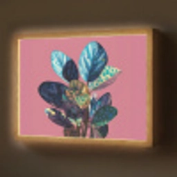 Plant - Bladeren - Stippen - Abstract Light Box met batterij (Wandlamp) middel -z3d_website